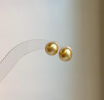 Elly’s 9.7mm Genius natural South sea Deep Tea Gold ocean Pearls Earrings studs: Extreme luster, S925 silver minimalist earrings studs. high quality golden ocean pearl earrings studs for her anniversary