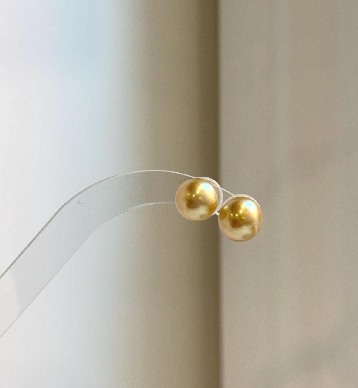 Elly’s 9.7mm Genius natural South sea Deep Tea Gold ocean Pearls Earrings studs: Extreme luster, S925 silver minimalist earrings studs. high quality golden ocean pearl earrings studs for her holiday
