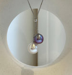Elly’s 11.6-13.2mm Genius White purple Edison pearls Pendant Necklace: Extreme luster mirrored, to 20”, s925 silver necklace set. gift for her