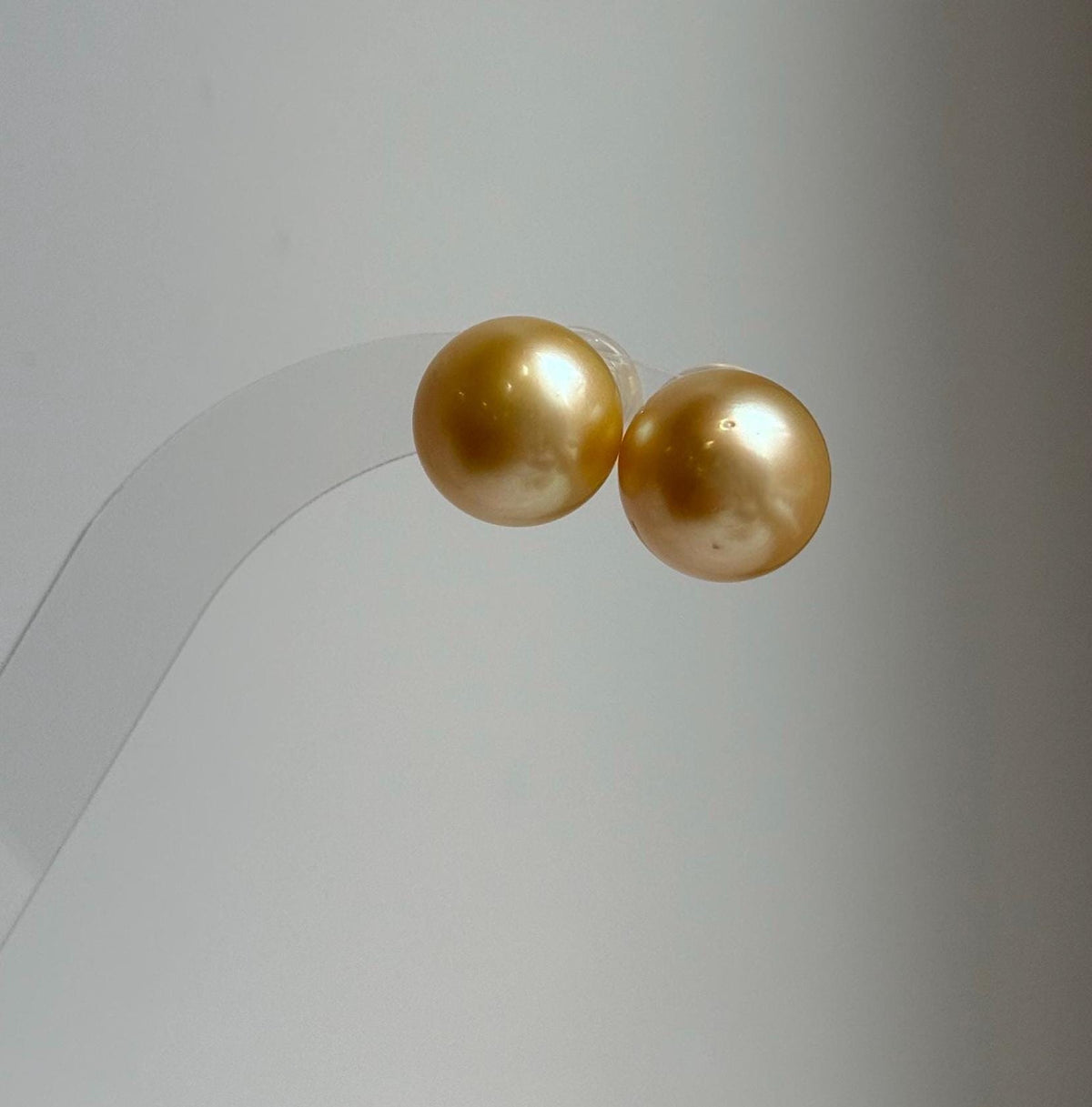 Elly’s 13.3mm Genius Large natural South sea Deep Gold ocean Pearls Earrings studs: Extreme luster mirrored, S925 silver minimalist earring. g high quality golden ocean pearls earrings studs for her holiday