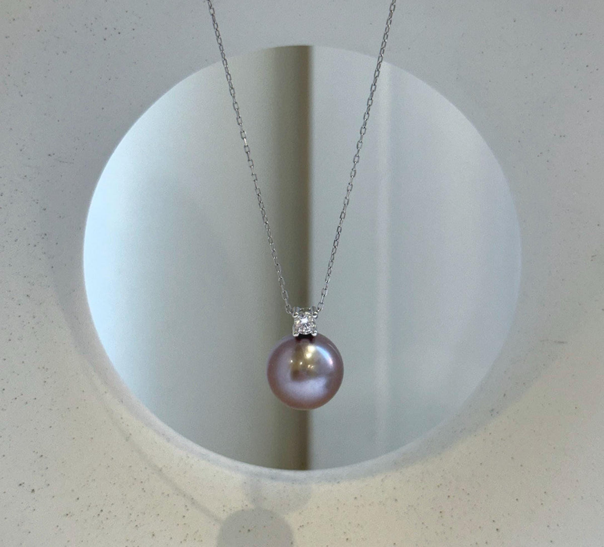 Elly’s 12.7mm Huge Edison Rose Mauve Pearl Minimalist Pendant: Extreme luster mirrored, 1.7cm high, s925 silver pendant necklace set. daily office high quality pearl pendant for her Mother’s Day gift
