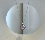 Elly’s 12.7mm Huge Edison Rose Mauve Pearl Minimalist Pendant: Extreme luster mirrored, 1.7cm high, s925 silver pendant necklace set. daily office high quality pearl pendant for her Mother’s Day gift