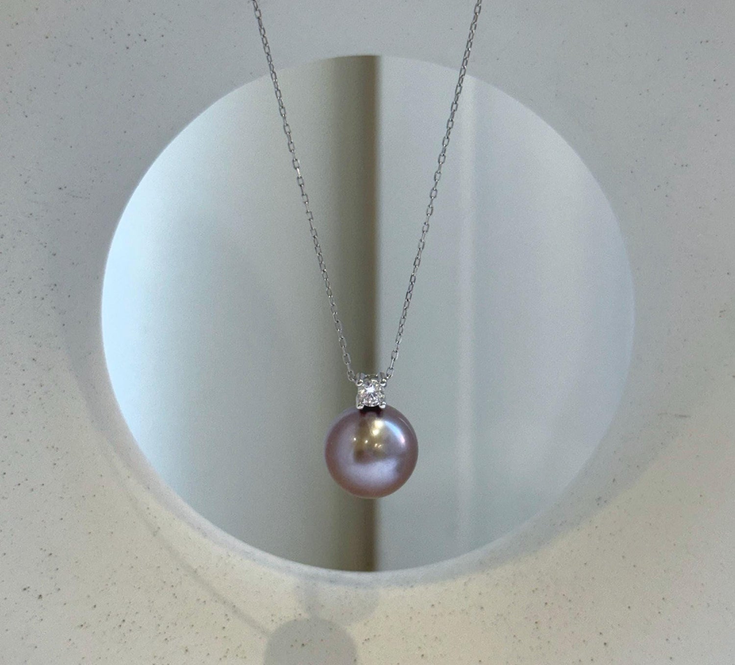 Elly’s 12.7mm Huge Edison Rose Mauve Pearl Minimalist Pendant: Extreme luster mirrored, 1.7cm high, s925 silver pendant necklace set. daily office high quality pearl pendant for her Mother’s Day gift