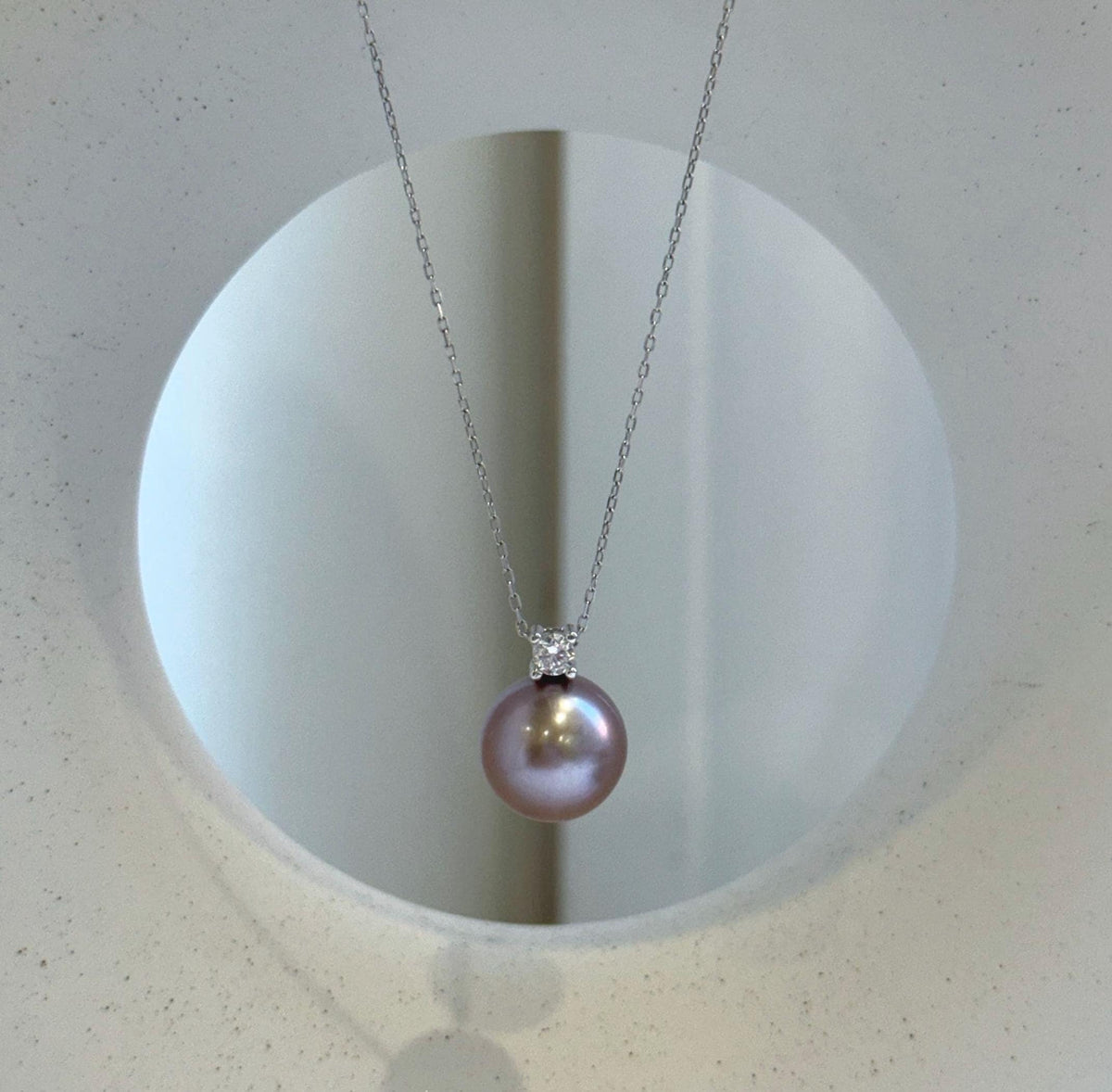 Elly’s 12.7mm Huge Edison Rose Mauve Pearl Minimalist Pendant: Extreme luster mirrored, 1.7cm high, s925 silver pendant necklace set. daily office high quality pearl pendant for her anniversary