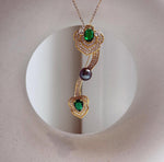Elly’s 8mm Tahitian Peacock hunter Ocean Pearl Chinese Ruyi Brooch pendant 2in1: Extreme luster mirrored