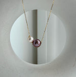 Elly’s Double Au750 18k Gold 7.8-10.6mm Akoya Ocean Edison Pearls Floating pendants:Extreme luster mirrored. gift for her