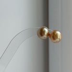 Elly’s Au750 18K real gold 11.7mm Genius natural South sea Deep Tea Gold ocean Pearls Earrings studs: Extreme luster mirrored.high quality golden pearls 18k gold earrings studs for her birthday