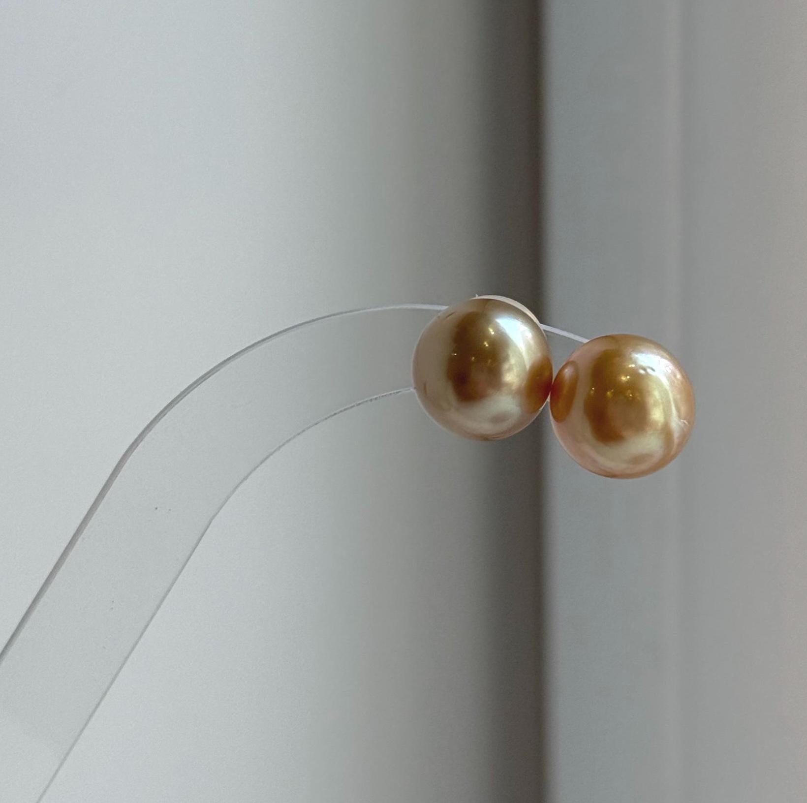 Elly’s Au750 18K real gold 11.7mm Genius natural South sea Deep Tea Gold ocean Pearls Earrings studs: Extreme luster mirrored.high quality golden pearls 18k gold earrings studs for her birthday