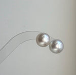 Elly’s 13.6mm Huge Australian Ocean White Pearls Earrings Studs: Extreme luster mirrored, S925 silver minimalist earrings studs. high quality pearls earrings studs for her