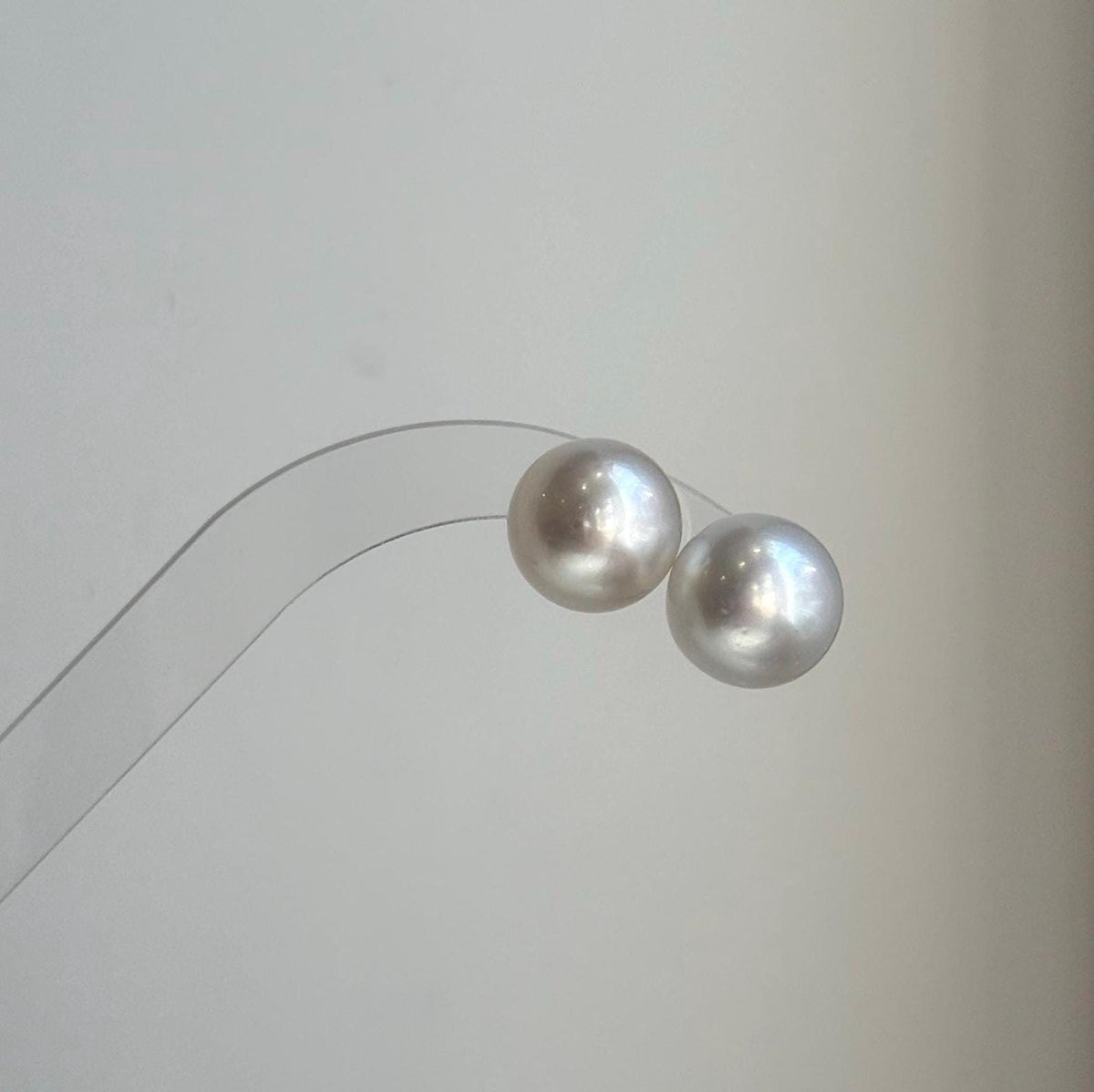 Elly’s 13.6mm Huge Australian Ocean White Pearls Earrings Studs: Extreme luster mirrored, S925 silver minimalist earrings studs. high quality pearls earrings studs for her birthday