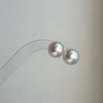 Elly’s 13.6mm Huge Australian Ocean White Pearls Earrings Studs: Extreme luster mirrored, S925 silver minimalist earrings studs. high quality pearls earrings studs for her birthday