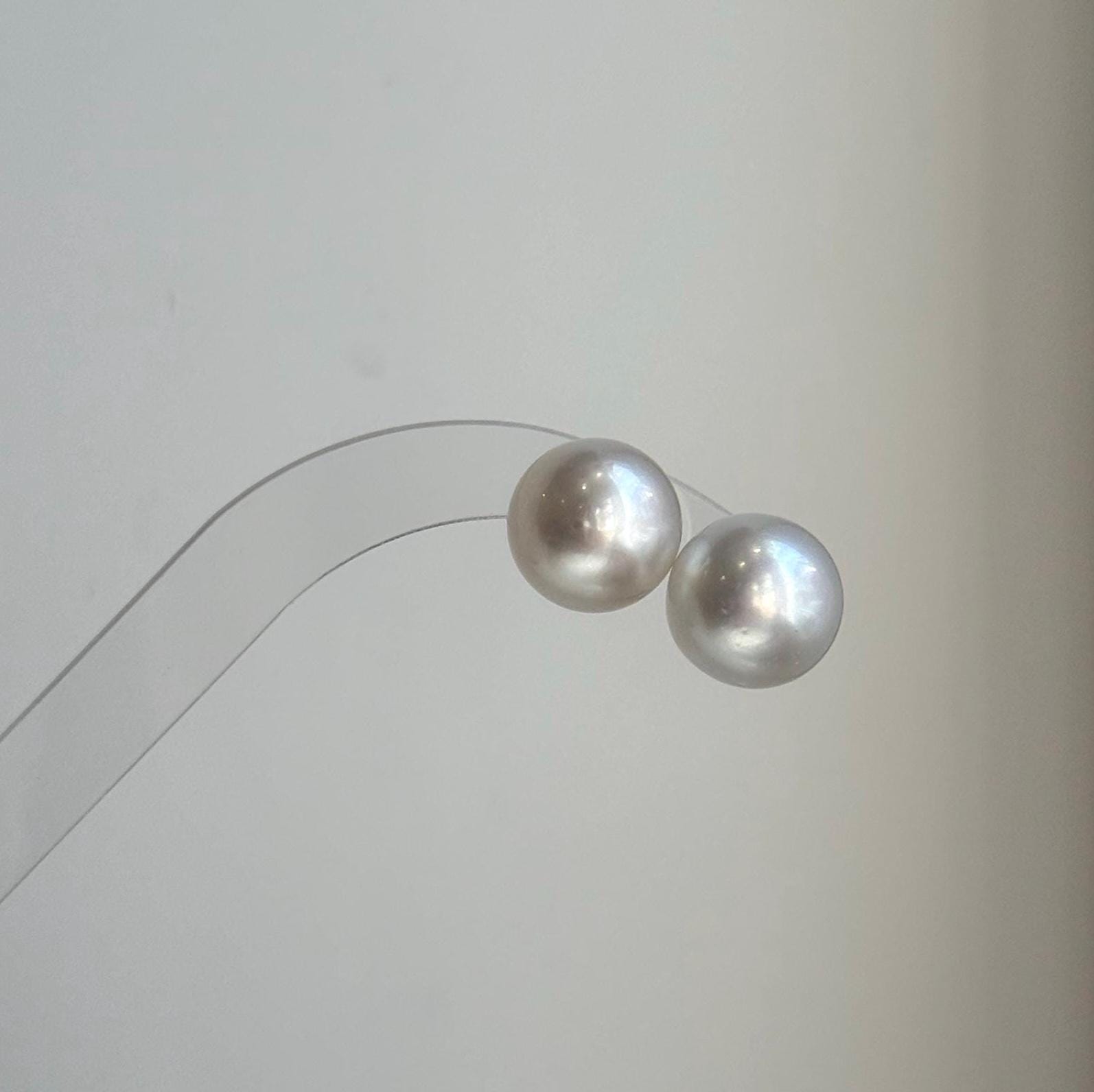 Elly’s 13.6mm Huge Australian Ocean White Pearls Earrings Studs: Extreme luster mirrored, S925 silver minimalist earrings studs. high quality pearls earrings studs for her birthday