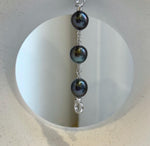 Elly’s 3pcs Tahitian Ocean Pearls Necklace extended chain: 10.3-10.6mm, 3” long, S925 silver chain.