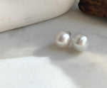 Elly’s 13.6mm Huge Australian Ocean White Pearls Earrings Studs: Extreme luster mirrored, S925 silver minimalist earrings studs. high quality pearls earrings studs for her daily office wear