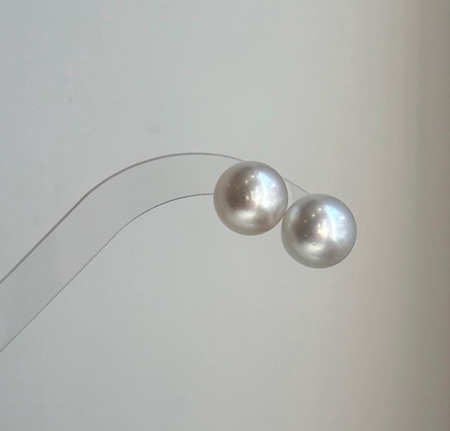Elly’s 13.6mm Huge Australian Ocean White Pearls Earrings Studs: Extreme luster mirrored, S925 silver minimalist earrings studs. high quality pearls earrings studs for her