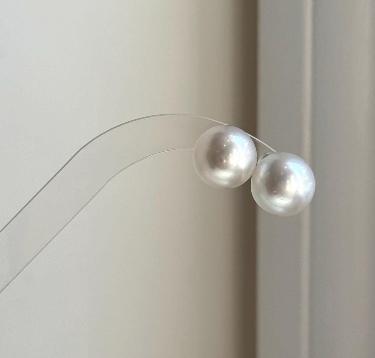 Elly’s 13.6mm Huge Australian Ocean White Pearls Earrings Studs: Extreme luster mirrored, S925 silver minimalist earrings studs. high quality pearls earrings studs for her