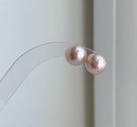 Elly’s 10.8mm Rose Edison Pearls Earrings Studs: Extreme luster Mirrored, S925 silver minimalist earrings.