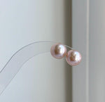 Elly’s 10.8mm Rose Edison Pearls Earrings Studs: Extreme luster Mirrored, S925 silver minimalist earrings.