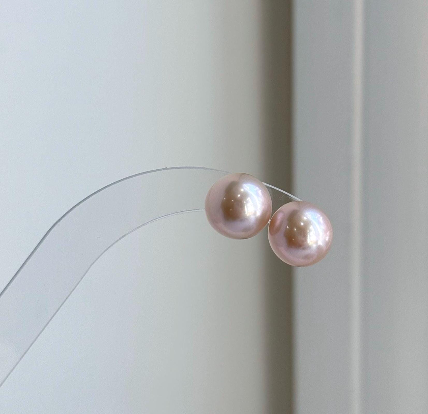 Elly’s 10.8mm Rose Edison Pearls Earrings Studs: Extreme luster Mirrored, S925 silver minimalist earrings.