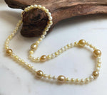 Elly’s 6-12.3mm South sea golden Akoya ocean pearls necklace:Extreme luster mirrored, 20.4”, S925 silver necklace strand. high quality golden pearls necklace for her Mother’s Day gift