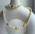 Elly’s 6-12.3mm South sea golden Akoya ocean pearls necklace:Extreme luster mirrored, 20.4”, S925 silver necklace strand. high quality golden pearls necklace for her