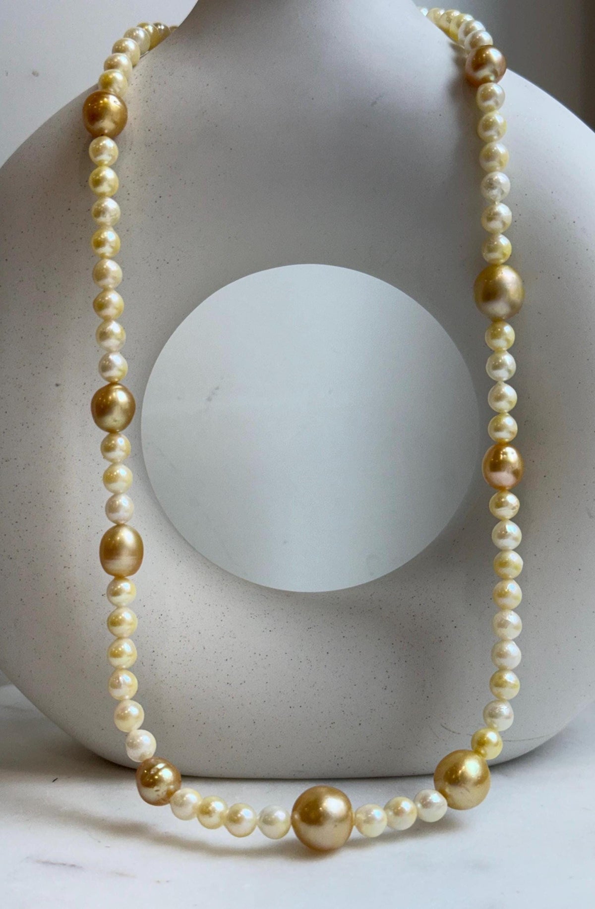 Elly’s 6-12.3mm South sea golden Akoya ocean pearls necklace:Extreme luster mirrored, 20.4”, S925 silver necklace strand. high quality golden pearls necklace for her anniversary