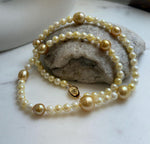 Elly’s 6-12.3mm South sea golden Akoya ocean pearls necklace:Extreme luster mirrored, 20.4”, S925 silver necklace strand. high quality golden pearls necklace for her holiday