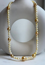 Elly’s 6-12.3mm South sea golden Akoya ocean pearls necklace:Extreme luster mirrored, 20.4”, S925 silver necklace strand. high quality golden pearls necklace for her