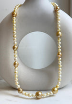 Elly’s 6-12.3mm South sea golden Akoya ocean pearls necklace:Extreme luster mirrored, 20.4”, S925 silver necklace strand. high quality golden pearls necklace for her