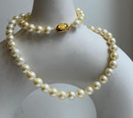 Elly’s 57pcs Akoya Golden ocean pearls necklace:Extreme luster mirrored, knotted 18”, S925 silver necklace strand. high quality golden ocean pearls necklace strand for her daily office wear Mother’s Day