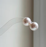 Elly’s 13.7mm Large Edison white Pearls Earrings studs: Extreme luster Mirrored mirrored, S925 silver minimalist earrings.high quality white large Edison pearls earrings studs for her anniversary