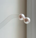 Elly’s 13.7mm Large Edison white Pearls Earrings studs: Extreme luster Mirrored mirrored, S925 silver minimalist earrings.high quality white large Edison pearls earrings studs for her