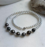 Elly’s 7pcs 8.5-9.4mm Genius natural Tahitian Ocean Pearls Necklace: Extreme luster mirrored, 17.3”, S925 silver necklace strand. daily office Tahitian ocean pearls necklace strand for her anniversary