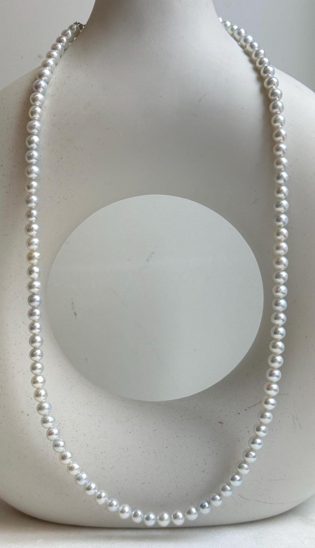Elly’s 4.7-5.3mm Insale Freshwater White Pearls Necklace: Extreme luster mirrored, To 18.9”, S925 silver necklace strand. daily office small pearls necklace gift for her anniversary