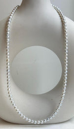 Elly’s 4.7-5.3mm Insale Freshwater White Pearls Necklace: Extreme luster mirrored, To 18.9”, S925 silver necklace strand. daily office small pearls necklace gift for her anniversary