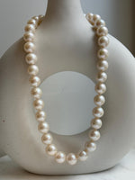 Elly’s 35pcs off White Edison Pearls Necklace Strand: Strong luster, 11-12.8mm, 17.7”, S925 silver necklace. high quality Daily office large Edison white pearls necklace strand for her birthday