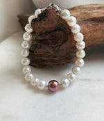 Elly’s 22pcs Bracelet White antique gold Pearls: Extreme luster mirrored, 8.2-10.2mm, S925 silver Bracelet.