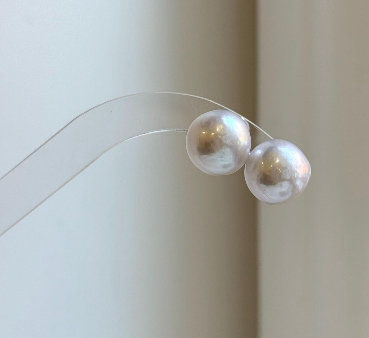 Elly’s 13.3mm Large Edison white Pearls Earrings studs: Extreme luster Mirrored, S925 silver minimalist earrings. daily office earrings studs for her