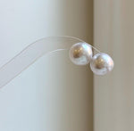 Elly’s 13.3mm Large Edison white Pearls Earrings studs: Extreme luster Mirrored, S925 silver minimalist earrings. daily office earrings studs for her