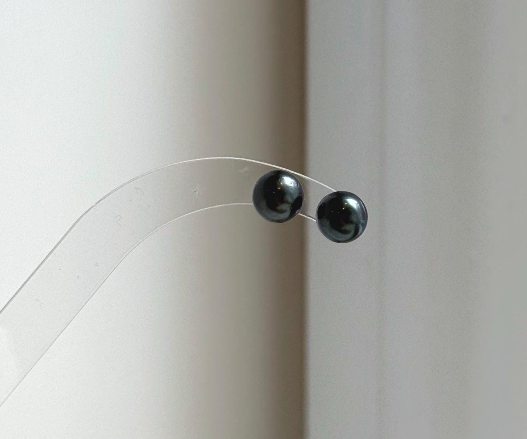 Elly’s 8.2mm Tahitian Hunter ocean Pearls Earrings Studs: Extreme luster Mirrored,S925 silver minimalist earrings.