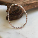 Elly’s Bracelet Pink Rose small Pearls: Extreme luster mirrored, 3.8-4mm, S925 silver magnetic clips Bracelet.