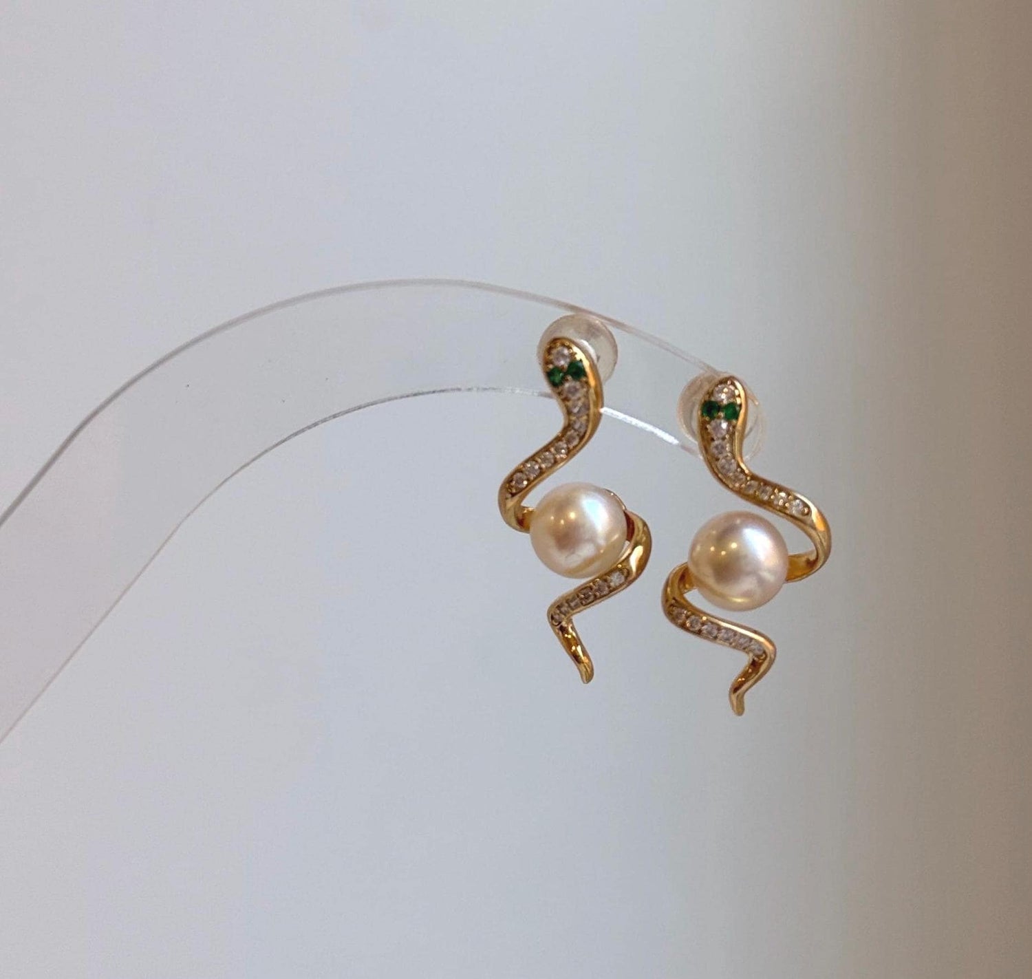 Elly’s Insale Akoya ocean pearls Snake Earrings: Extreme luster mirrored, 6.6mm, S925 silver cool earrings. high quality ocean pearls snake earrings for her daily office earrings