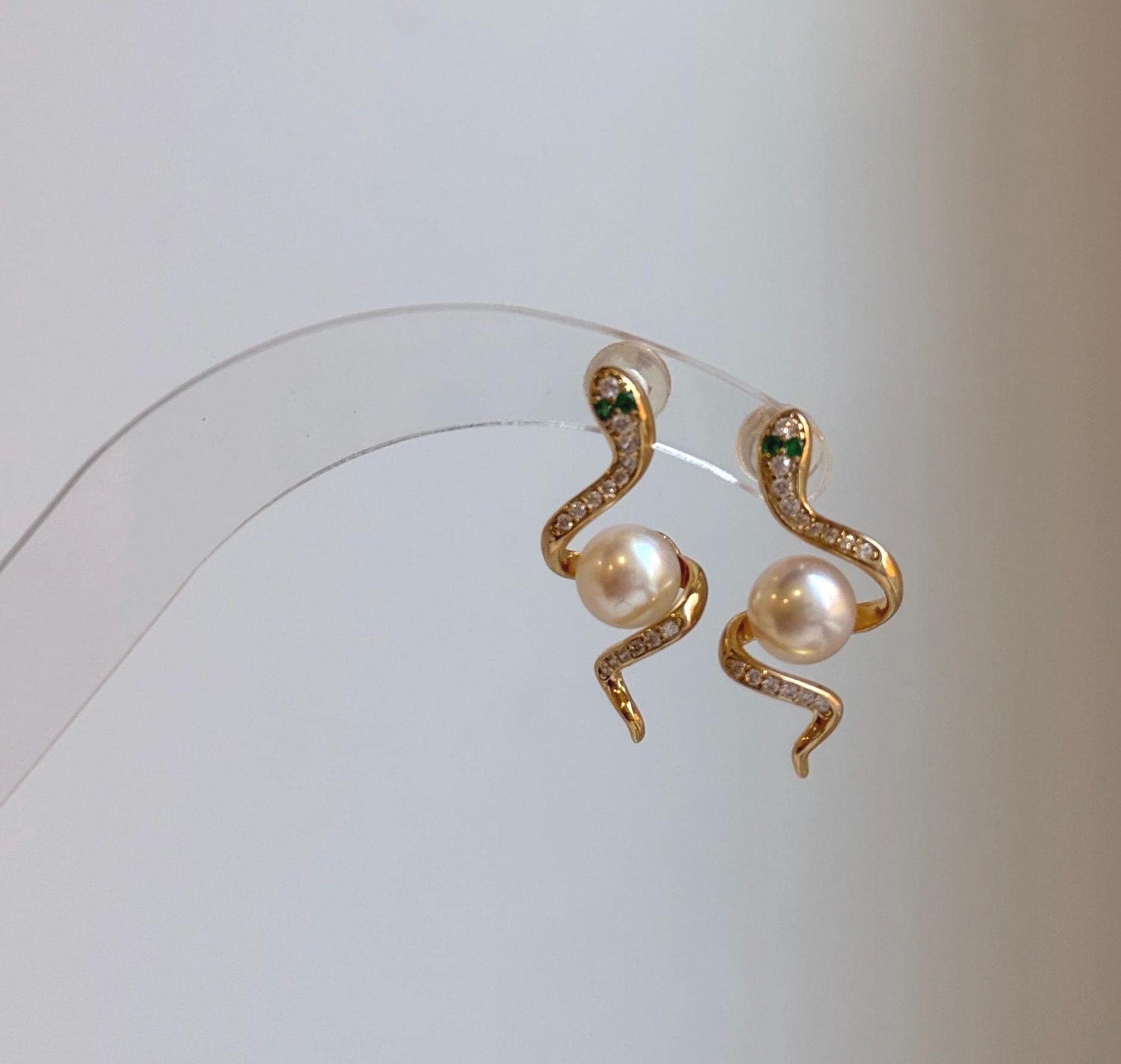Elly’s Insale Akoya ocean pearls Snake Earrings: Extreme luster mirrored, 6.6mm, S925 silver cool earrings. high quality ocean pearls snake earrings for her daily office earrings