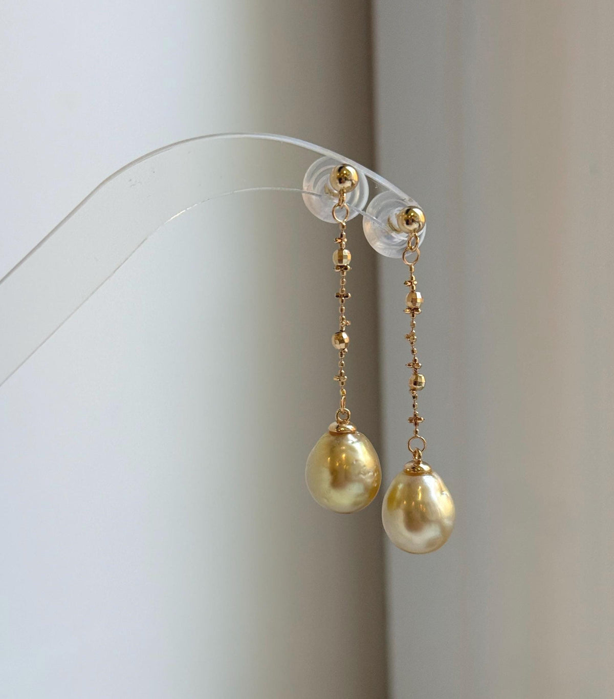 Elly’s 10.8mm Genius South sea deep Tea golden ocean Pearls Earrings: Extreme luster mirrored, 5cm high, S925 silver earrings chandeliers.