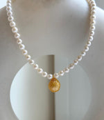 Elly’s Set 17.3” South sea carved golden ocean Freshwater white pearls necklace: 10.1mm Extreme luster, s925 silver necklace. high quality golden ocean pearl necklace strand for her