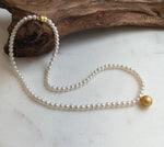 Elly’s Set 17.3” South sea carved golden ocean Freshwater white pearls necklace: 10.1mm Extreme luster, s925 silver necklace. high quality golden ocean pearl necklace strand for her birthday