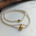 Elly’s Set 17.3” South sea carved golden ocean Freshwater white pearls necklace: 10.1mm Extreme luster, s925 silver necklace. high quality golden ocean pearl necklace strand for her