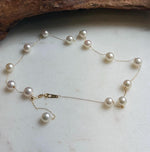Elly’s Au750 18K Gold, extreme luster Mirrored, 14pcs Akoya Ivory Ocean Pearls  vintage Satellite Necklace, 7-7.9mm, to 17.5”. high quality 18k real gold ocean pearls satellite necklace for her retirement