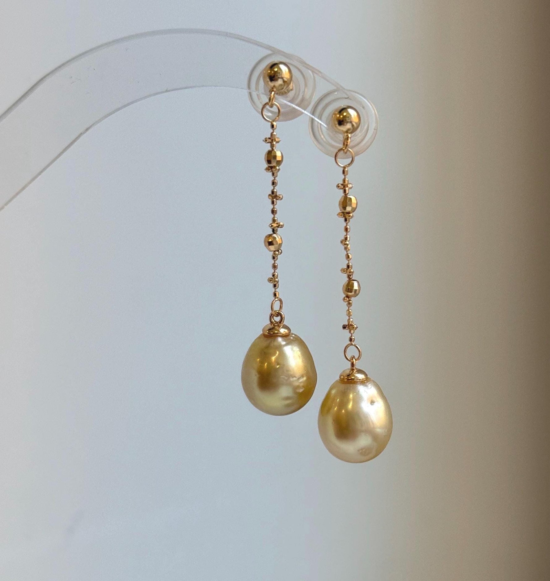 Elly’s 10.8mm Genius South sea deep Tea golden ocean Pearls Earrings: Extreme luster mirrored, 5cm high, S925 silver earrings chandeliers.