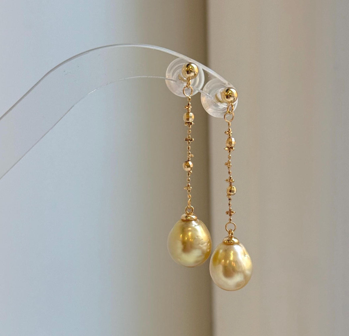 Elly’s 10.8mm Genius South sea deep Tea golden ocean Pearls Earrings: Extreme luster mirrored, 5cm high, S925 silver earrings chandeliers.